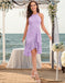 DRESSTELLS Halter Floral Lace Dress for Woman, Hi-Lo Cocktail/Bridesmaid Dress