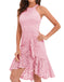 DRESSTELLS Halter Floral Lace Dress for Woman, Hi-Lo Cocktail/Bridesmaid Dress
