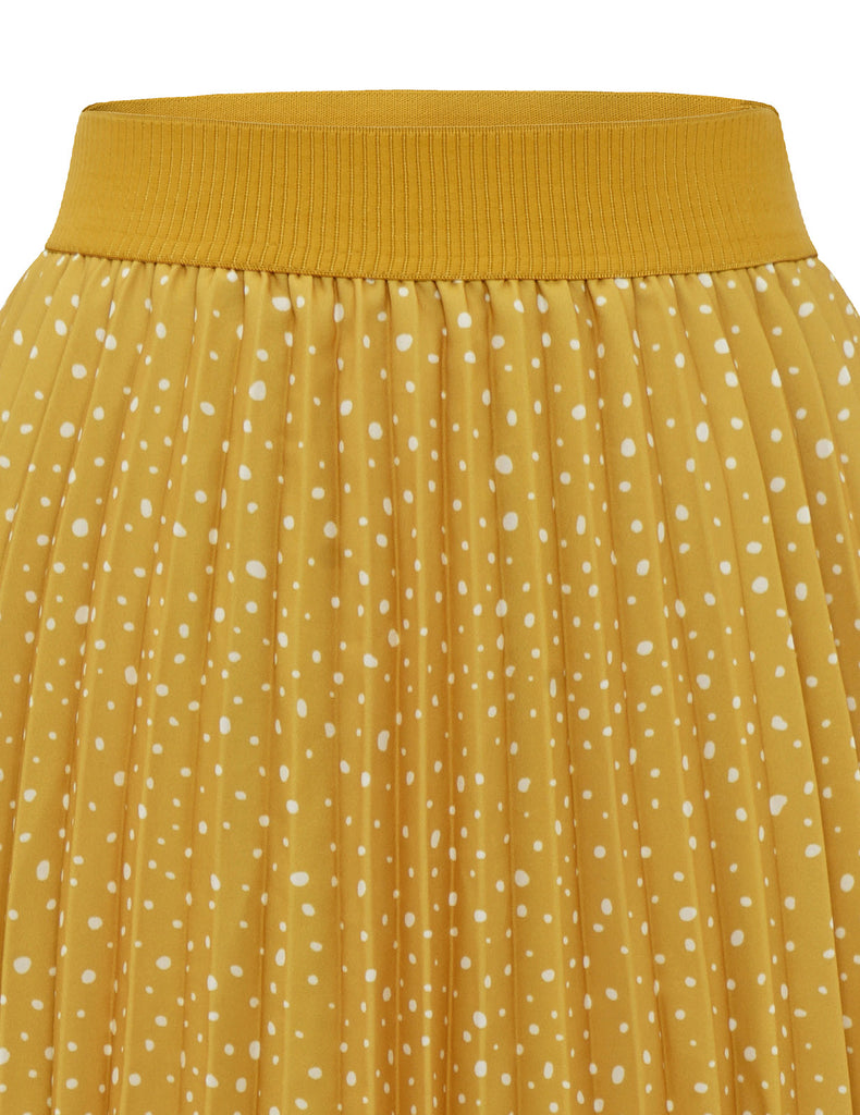 DRESSTELLS Women's High Waist Pleated A-Line Swing Skirt-Polka Dots and New Color