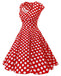 Women Short 1950s Retro Vintage Cocktail Party Swing Dresses-Polka Dots