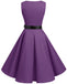 Women's 50s Vintage V-Neck Retro Rockabilly Swing Cocktail Party Dress-Solid Color