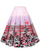 Women's A-Line Printed Flared Midi Skirts With Pleated-Polka Dots and Flowers