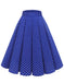 Women's A-Line Printed Flared Midi Skirts With Pleated-Polka Dots and Flowers