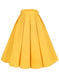 Women's A-Line Printed Flared Midi Skirts With Pleated-Solid Color