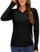 Women Knit Shirt Long Sleeves Henley Tops V Neck Sweater Tunic with Button Decor