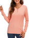 Women Knit Shirt Long Sleeves Henley Tops V Neck Sweater Tunic with Button Decor