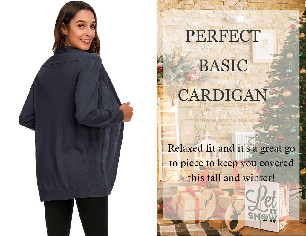 DRESSTELLS Women Cardigan Sweater Oversized Boyfriend Style Open Front Long Sleeve Loose Outwear