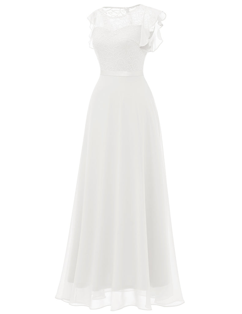 Women’s Bridesmaid Lace Dress, Formal Cocktail Chiffon Dresses, Wedding & Prom
