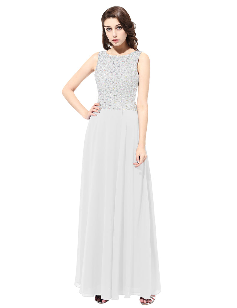 Dresstells Long Bridesmaid Dress Side Slit Evening Gown Beading Prom Dress