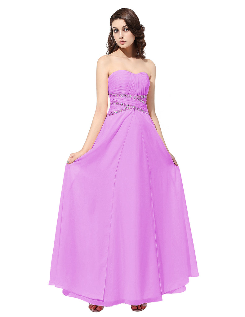 Dresstells Long Prom Dress Chiffon Bridesmaid Dress Beaded Evening Party Gowns