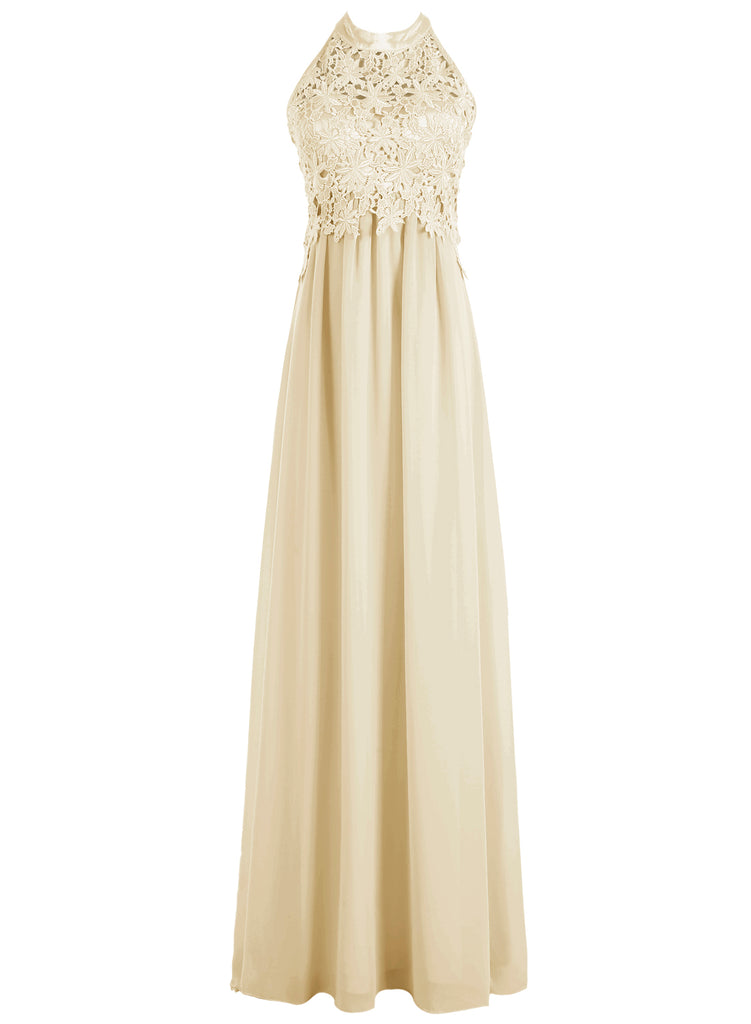 Dresstells Long Bridesmaid Dress Chiffon Prom Dress Lace Evening Party Gown