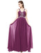 Dresstells Long Prom Dress V-neck Ruched Evening Gown Party Dress with Beading