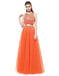 Dresstells Long Prom Dress Two Pieces Asymmetric Tulle Evening Party Gowns