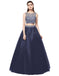 Dresstells Long Prom Dress Two-Pieces Tulle Evening Gown Party Dress with Beading