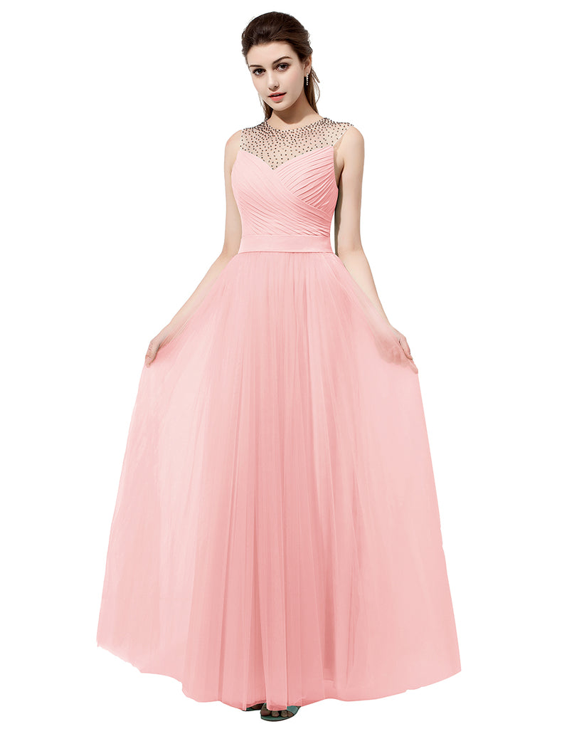 Dresstells Long Bridesmaid Dress Ruched Evening Gown Prom Party Beading Dress