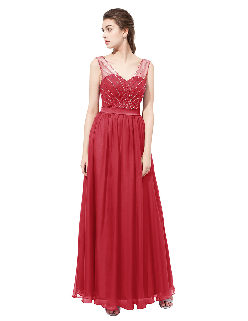 Dresstells Long Prom Dress Sweetheart IIIusion Evening Gown Beading Dress