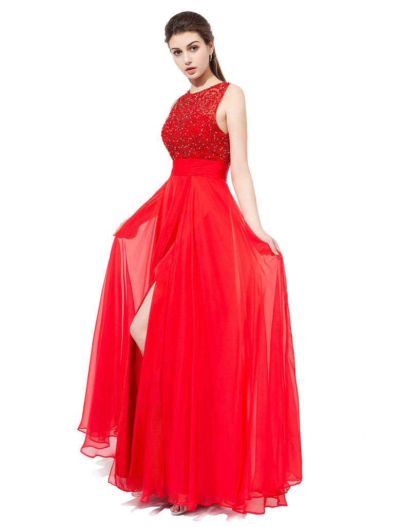 Dresstells Long Prom Party Dress Evening Gown Beading Dress with Slit