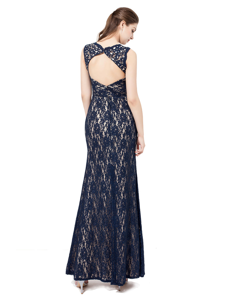 Dresstells Long Prom Dress IIIusion Lace Evening Gown Slit Bridesmaid Dress