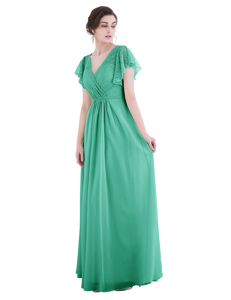 Dresstells Long Bridesmaid Dress Chiffon Prom Dress Evening Party Gown with Lace