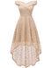 Women's Wedding Formal Casual Dresses Off Shoulder Vintage Floral Lace Hi-Lo Bridesmaid Dress