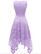 Women's Vintage Floral Lace Dress Handkerchief Hem Asymmetrical Cocktail Formal Swing Dress